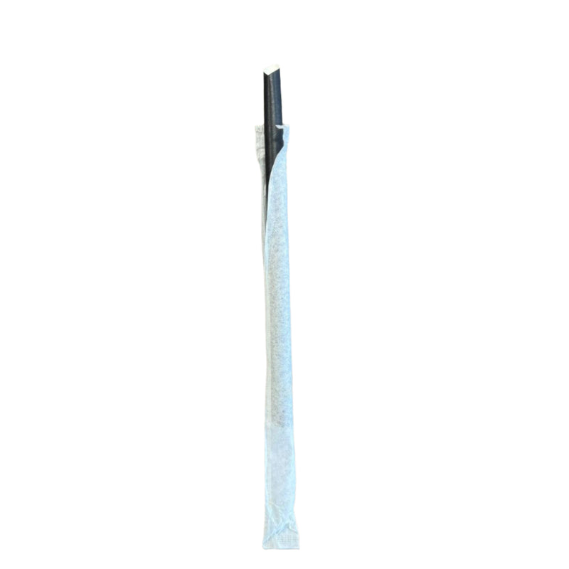 Jumbo Straw (12*21) with Wrap - Black [Paper] 吸管12*21黑色[紙] [100pc/bag]