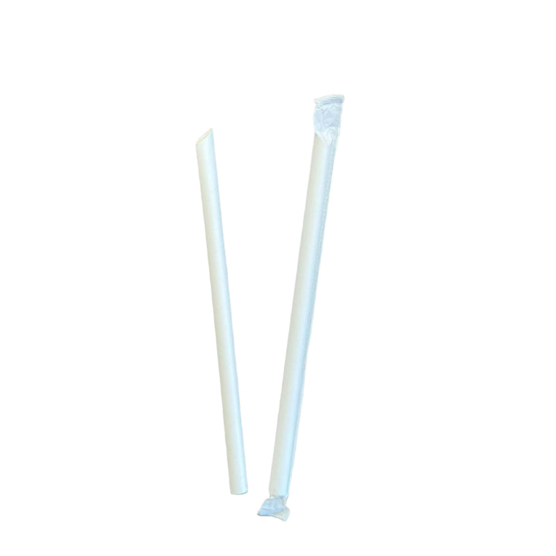 8" Wrapped White BBT Paper Straw 8"尖嘴珍珠紙飲管 [100pc/box]